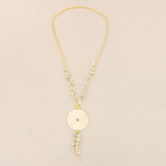 COLLAR LARGO COLGANTE MEDALLÓN PIEDRECITAS