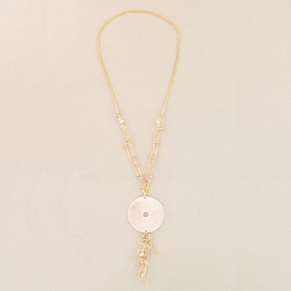 COLLAR LARGO COLGANTE MEDALLÓN PIEDRECITAS
