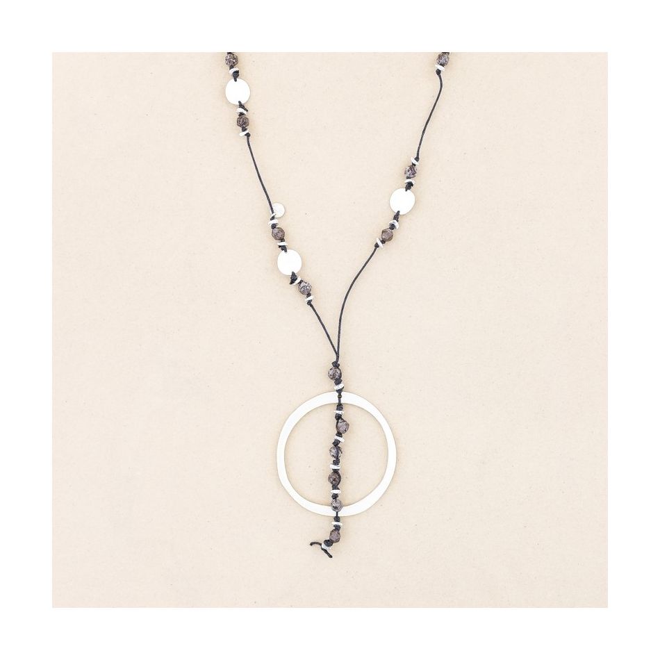 COLLAR LARGO PIEDRAS COLGANTE ANILLA