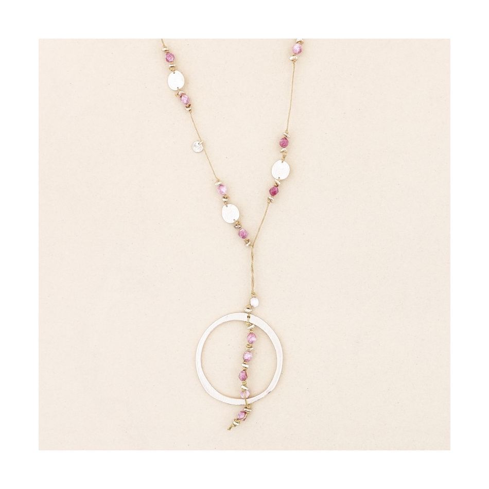 COLLAR LARGO PIEDRAS COLGANTE ANILLA
