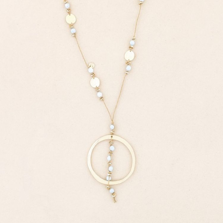 LONG STONE NECKLACE WITH RING PENDANT 2