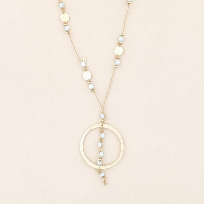 COLLAR LARGO PIEDRAS COLGANTE ANILLA