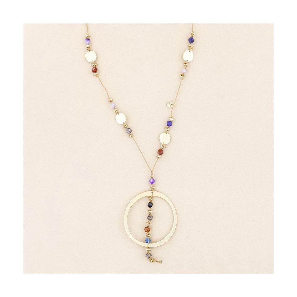 COLLAR LARGO PIEDRAS COLGANTE ANILLA
