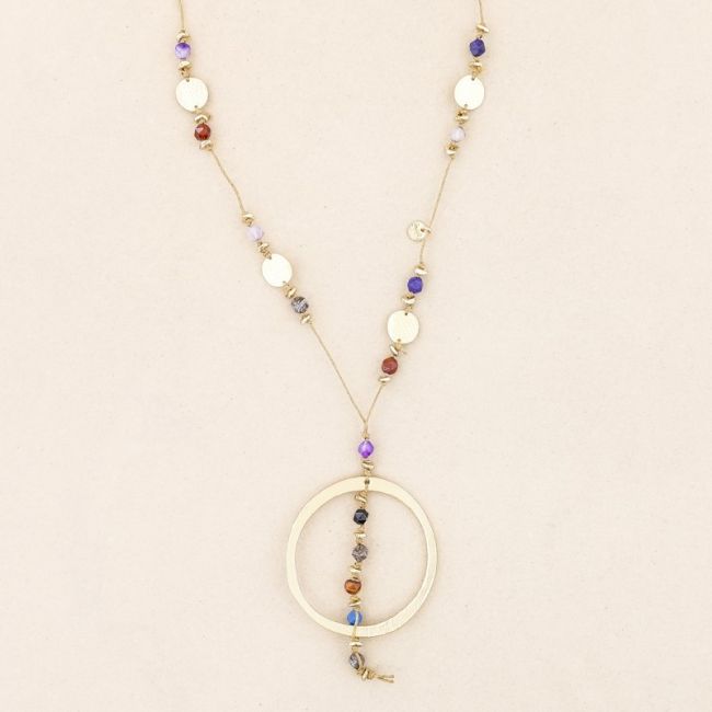 COLLAR LARGO PIEDRAS COLGANTE ANILLA
