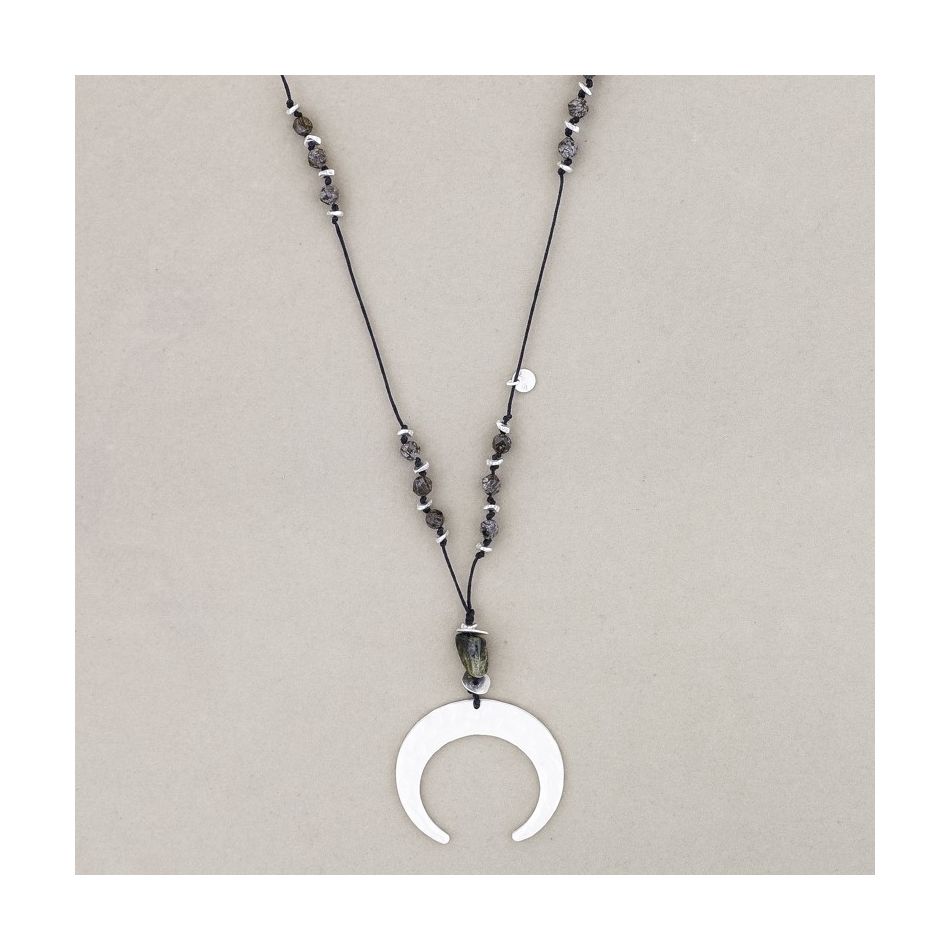 COLLAR LARGO PIEDRA COLGANTE MEDIA LUNA