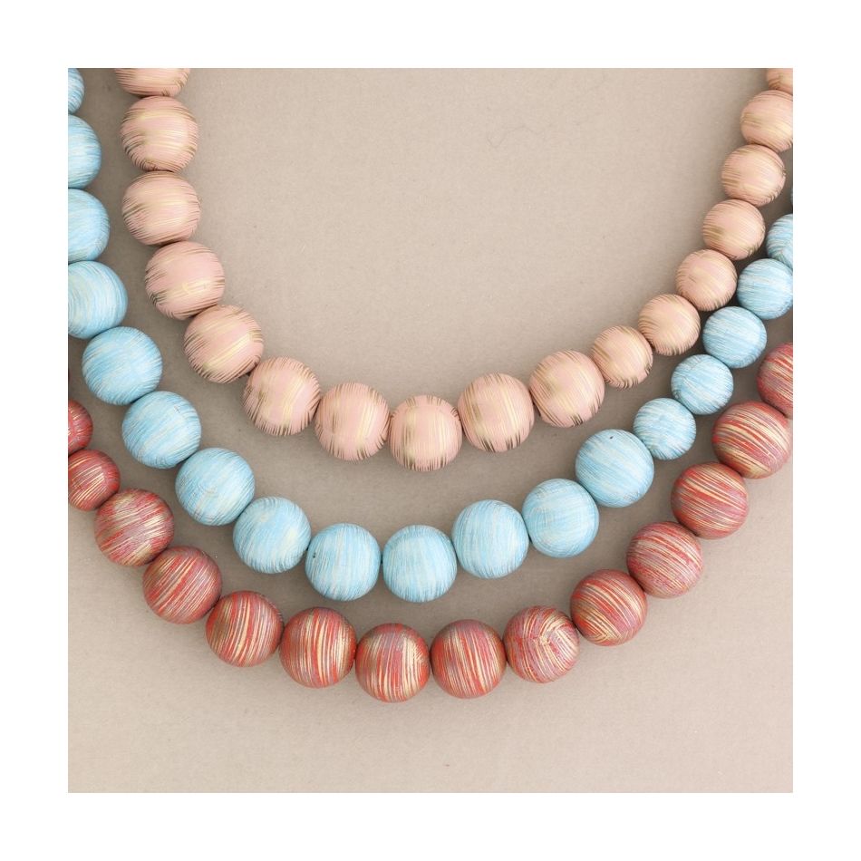 COLLAR LARGO BOLAS MADERA