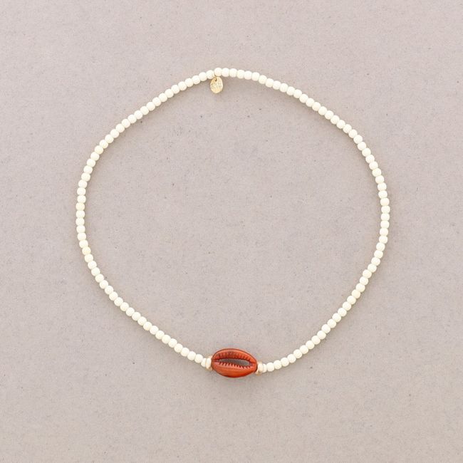 BICOLOR RESIN SHELL BEADS SHORT NECKLACE
