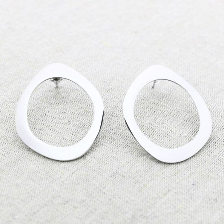 PENDIENTES ACERO ANILLA IRREGULAR