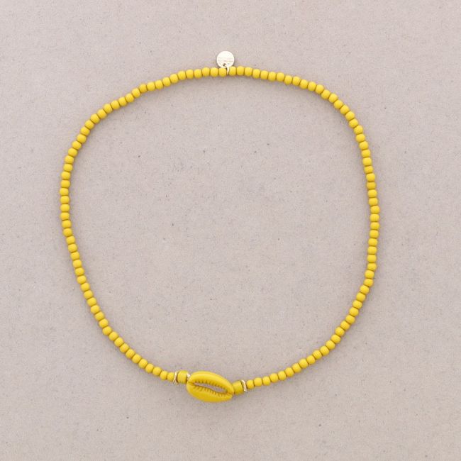 RESIN SHELL BEADS SHORT NECKLACE