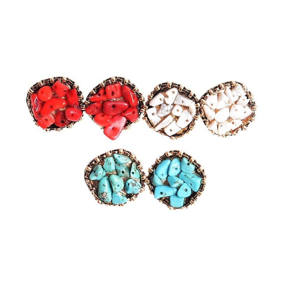 METAL STONE EARRINGS