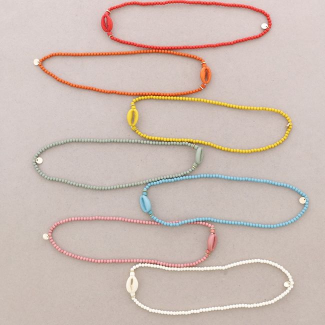 RESIN SHELL BEADS SHORT NECKLACE