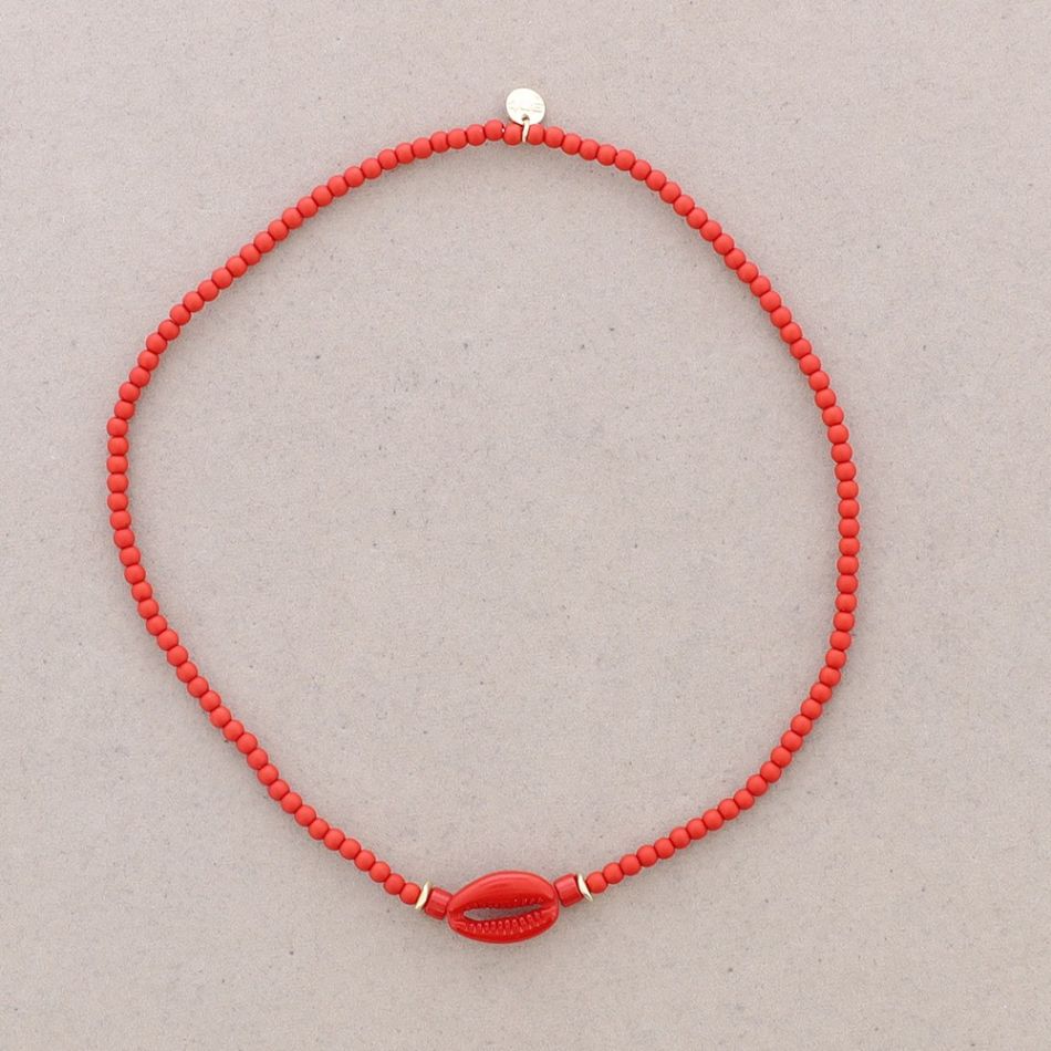 RESIN SHELL BEADS SHORT NECKLACE