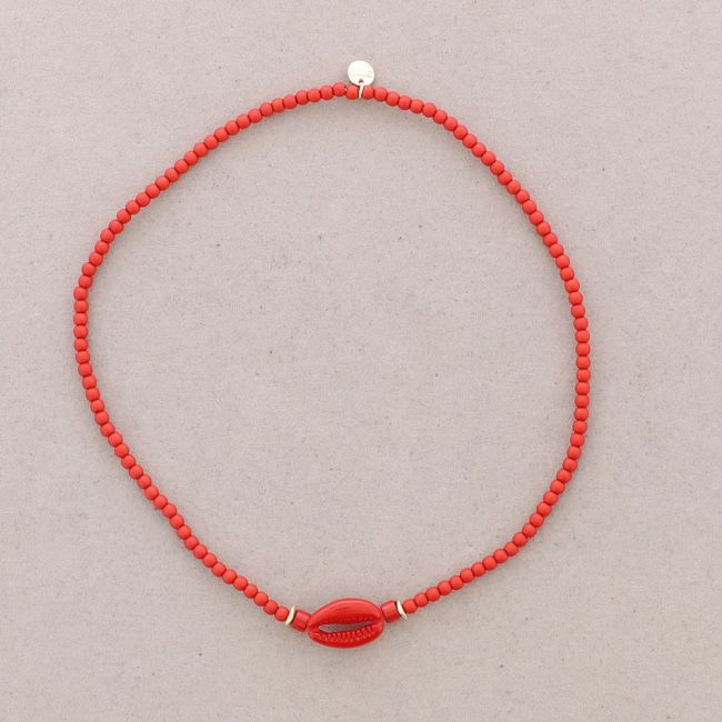 RESIN SHELL BEADS SHORT NECKLACE