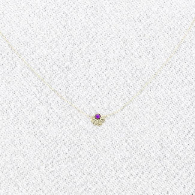 STONE PENDANT STEEL SHORT NECKLACE