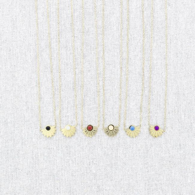 STONE PENDANT STEEL SHORT NECKLACE