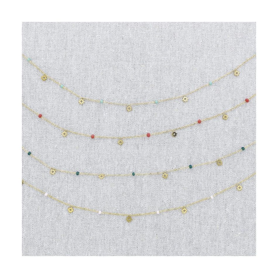 CRYSTAL SUN PENDANT STEEL SHORT NECKLACE