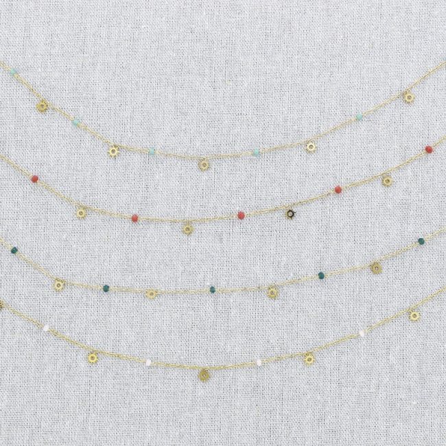 CRYSTAL SUN PENDANT STEEL SHORT NECKLACE