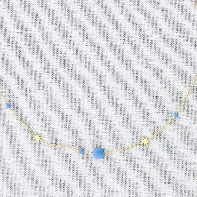 STEEL POLAR STAR STONE SHORT NECKLACE