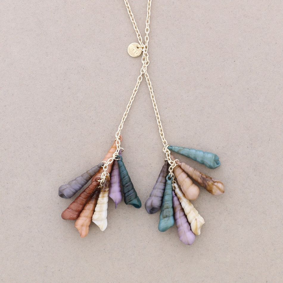 LONG DOUBLE PENDANT NECKLACE MULTIPURPOSE SHELLS