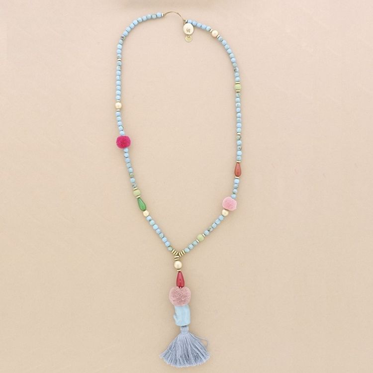 COLLAR LARGO CUENTAS RESINA COLGANTE FLECO 2