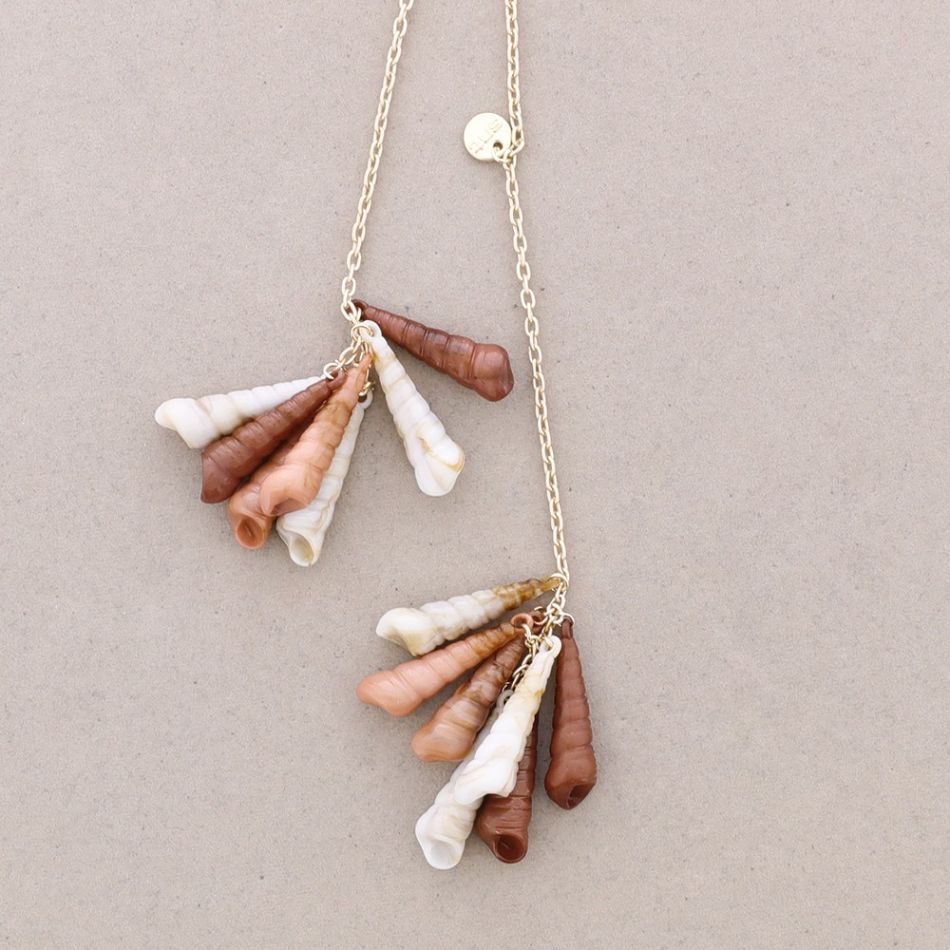 COLLAR LARGO DOBLE COLGANTE CONCHITAS MULTIUSO