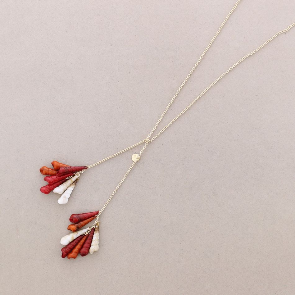 LONG DOUBLE PENDANT NECKLACE MULTIPURPOSE SHELLS
