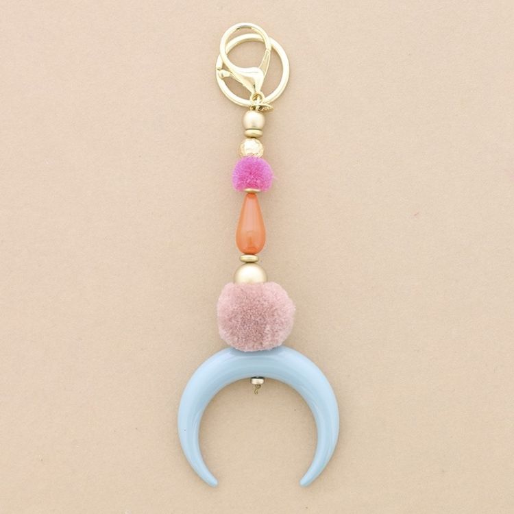 RESIN HALF MOON PENDANT KEYCHAIN