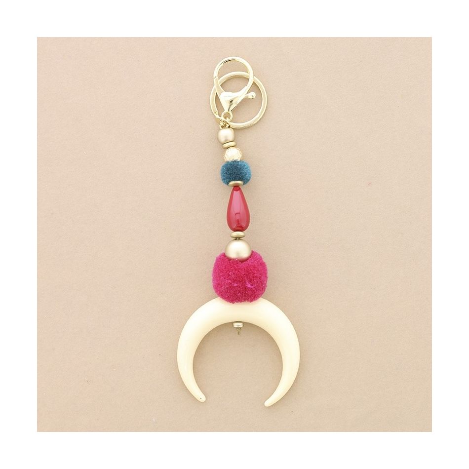 RESIN HALF MOON PENDANT KEYCHAIN