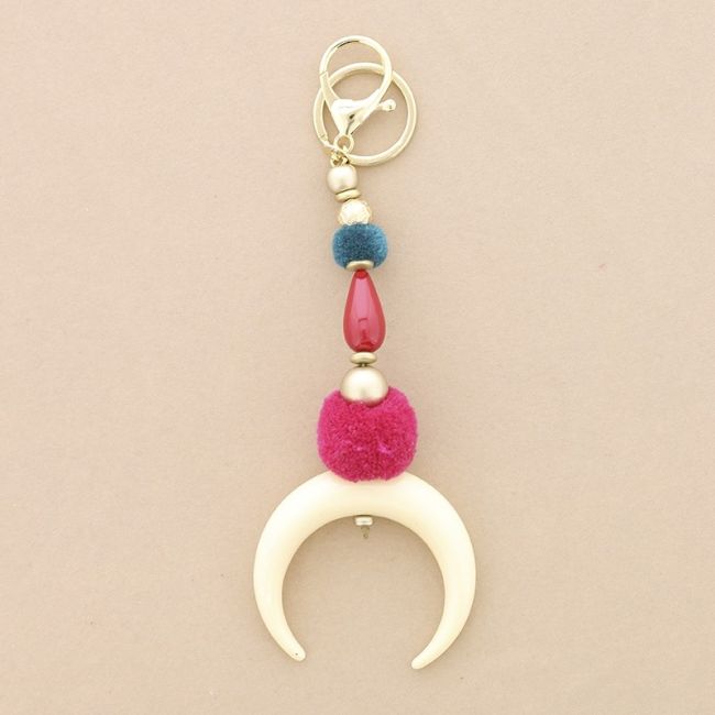 RESIN HALF MOON PENDANT KEYCHAIN