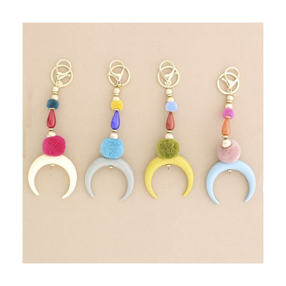 RESIN HALF MOON PENDANT KEYCHAIN