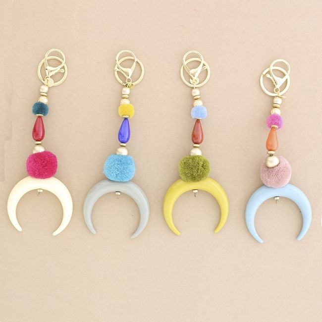 RESIN HALF MOON PENDANT KEYCHAIN