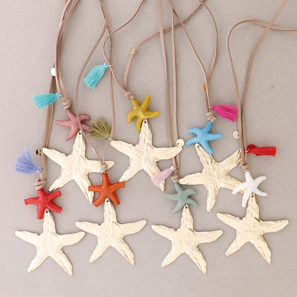 COLLAR LARGO COLGANTES ESTRELLAS DE MAR