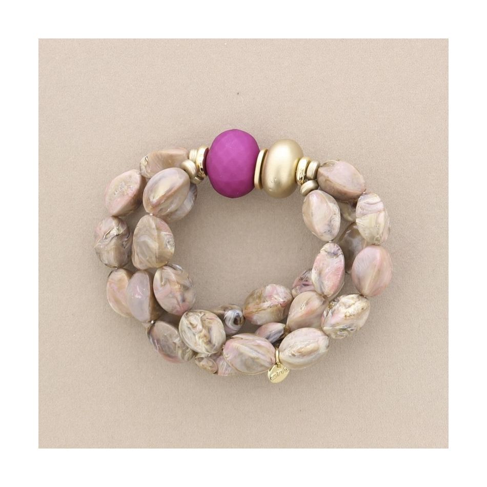ELASTIC TRIPLE RESIN BEADS BRACELET