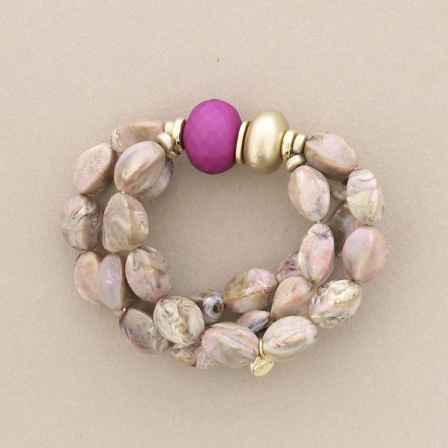 ELASTIC TRIPLE RESIN BEADS BRACELET