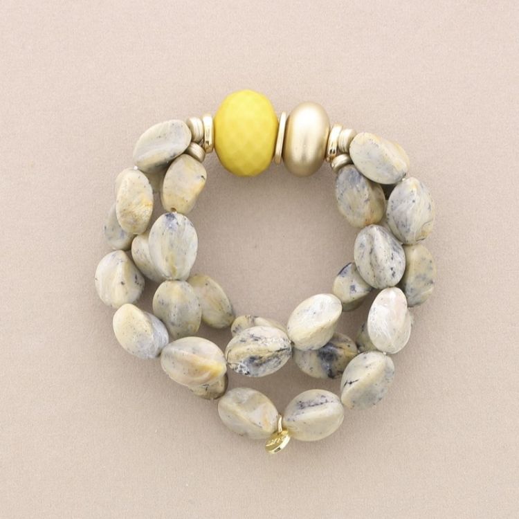 PULSERA ELÁSTICA TRIPLE CUENTAS RESINA