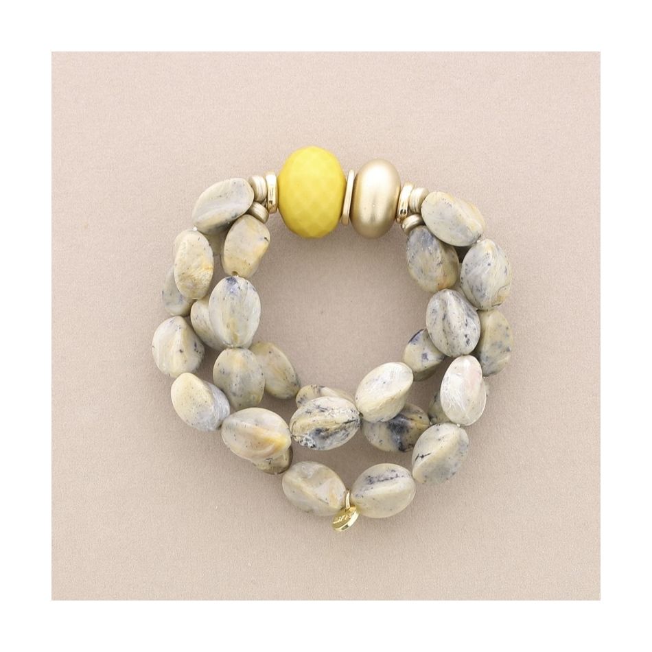 ELASTIC TRIPLE RESIN BEADS BRACELET