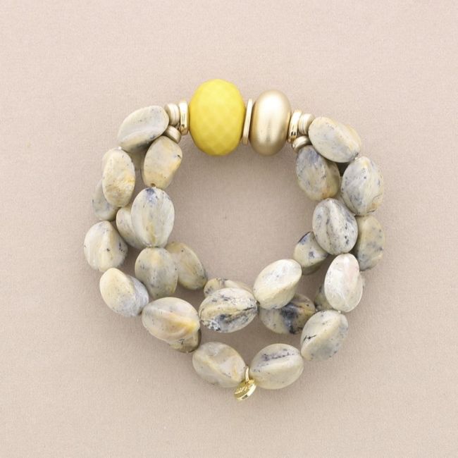 PULSERA ELÁSTICA TRIPLE CUENTAS RESINA