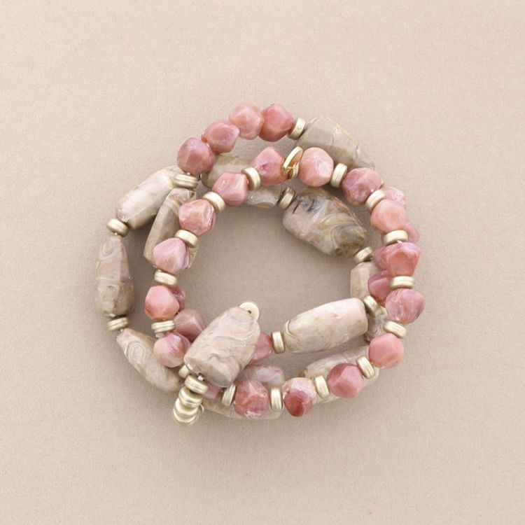 PULSERA ELÁSTICA TRIPLE CUENTAS RESINA