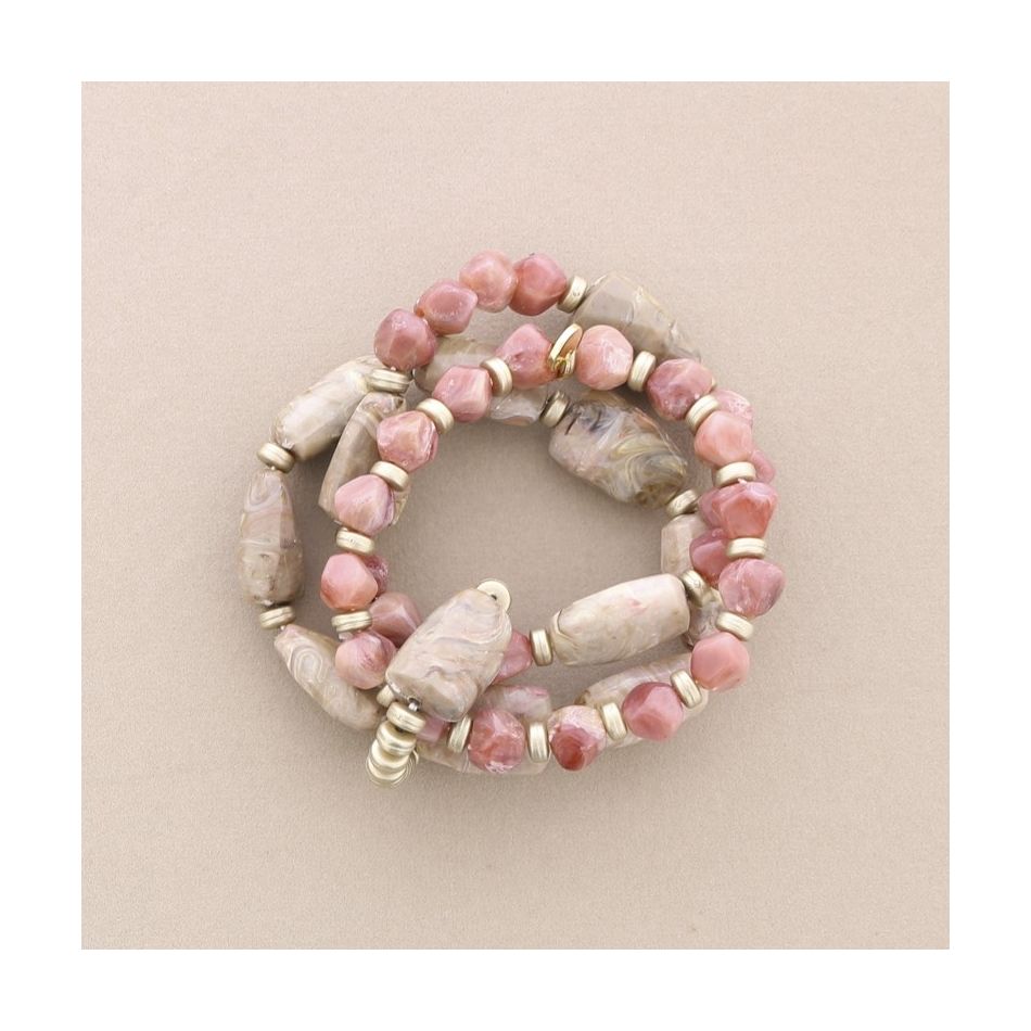 ELASTIC TRIPLE RESIN BEADS BRACELET