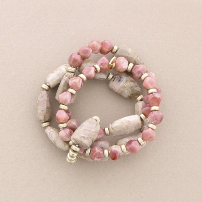 ELASTIC TRIPLE RESIN BEADS BRACELET