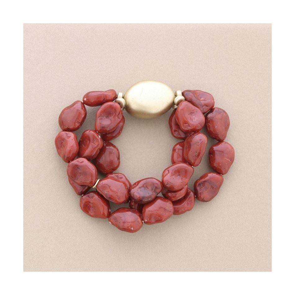 PULSERA ELÁSTICA TRIPLE CUENTAS RESINA