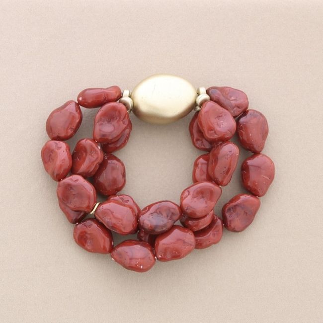 PULSERA ELÁSTICA TRIPLE CUENTAS RESINA