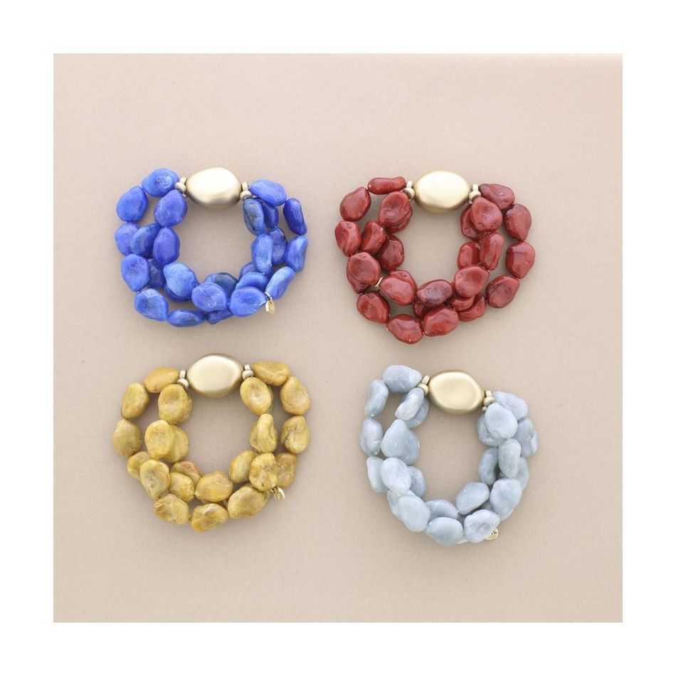 ELASTIC TRIPLE RESIN BEADS BRACELET