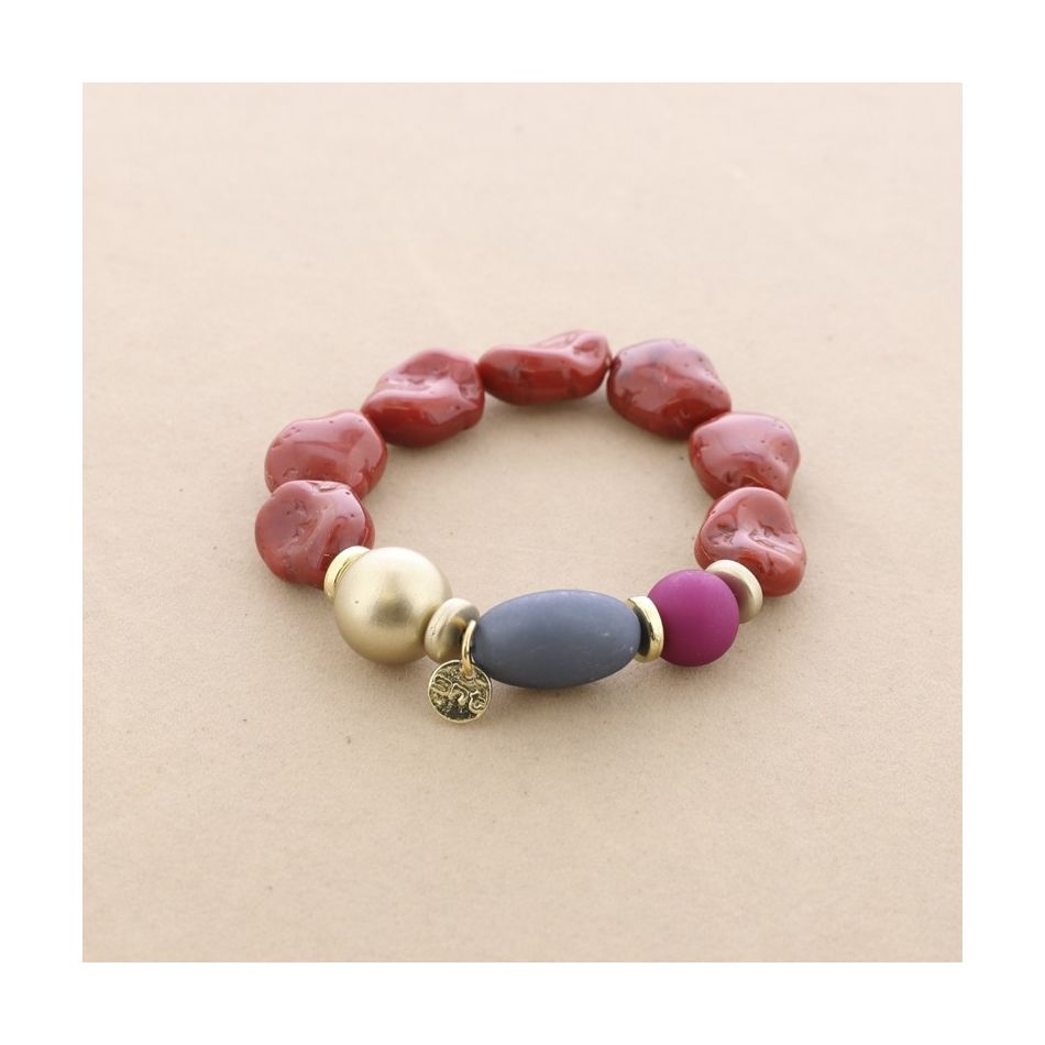 PULSERA ELÁSTICA CUENTAS RESINA
