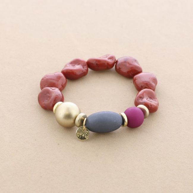 PULSERA ELÁSTICA CUENTAS RESINA