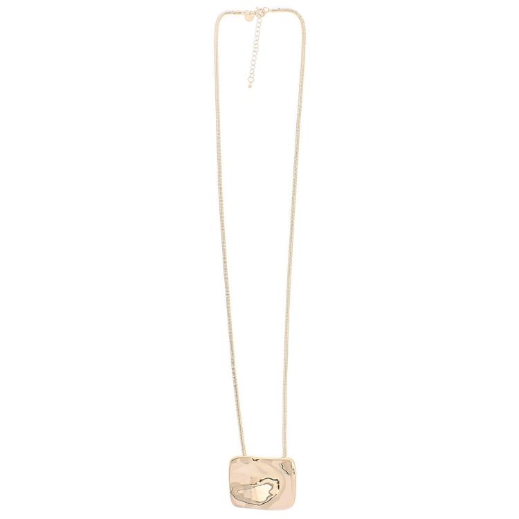 METAL SQUARE PENDANT LONG NECKLACE