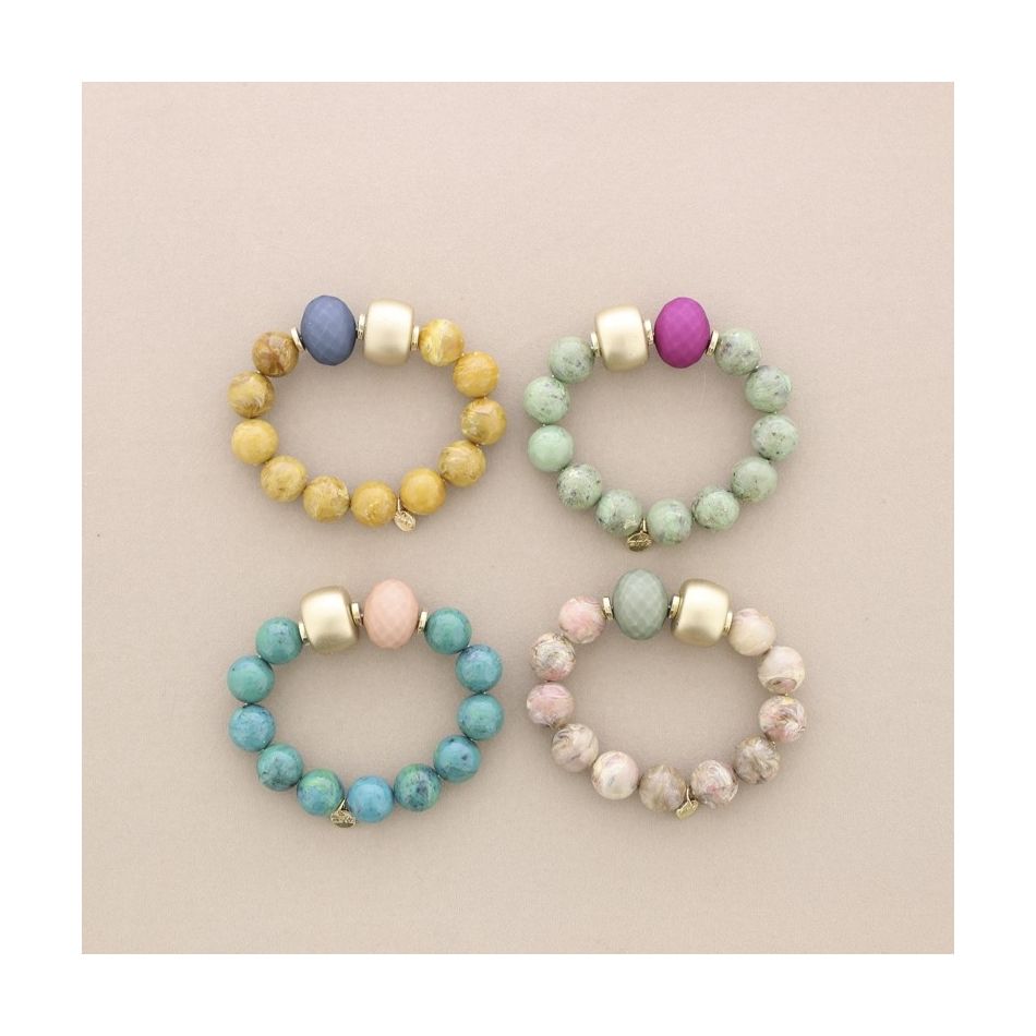 PULSERA ELÁSTICA CUENTAS RESINA