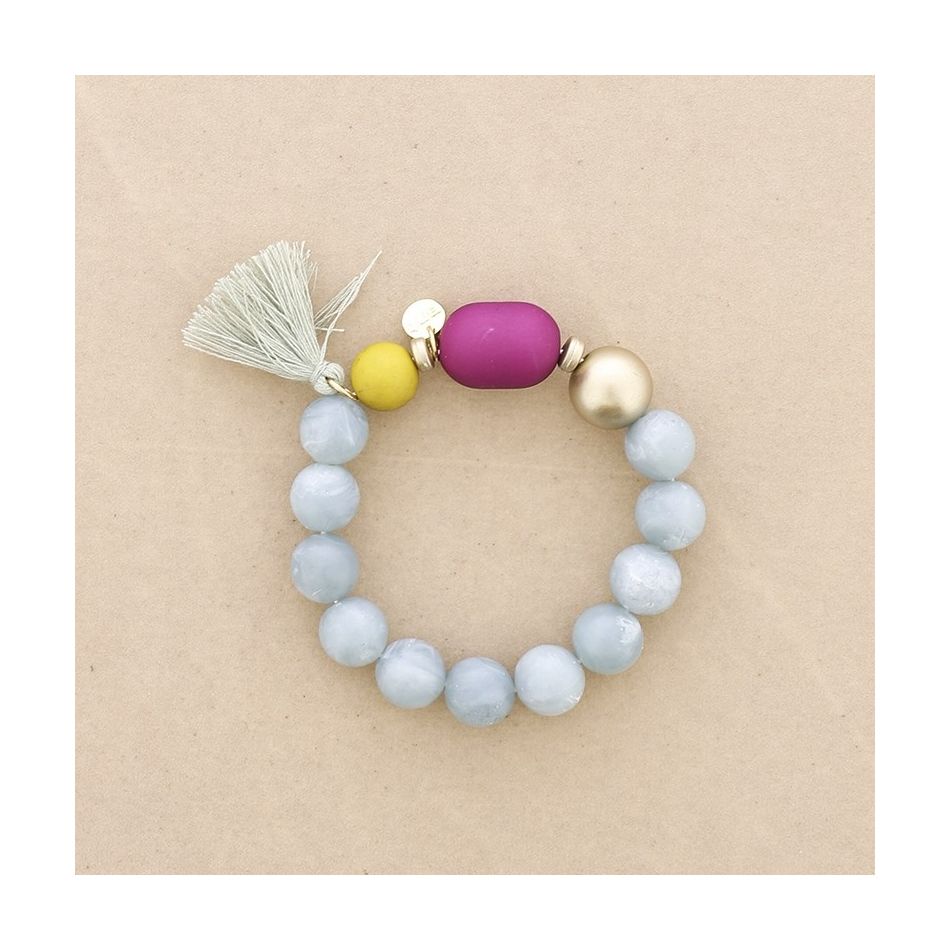 PULSERA ELÁSTICA CUENTAS RESINA
