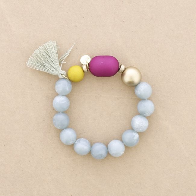 PULSERA ELÁSTICA CUENTAS RESINA