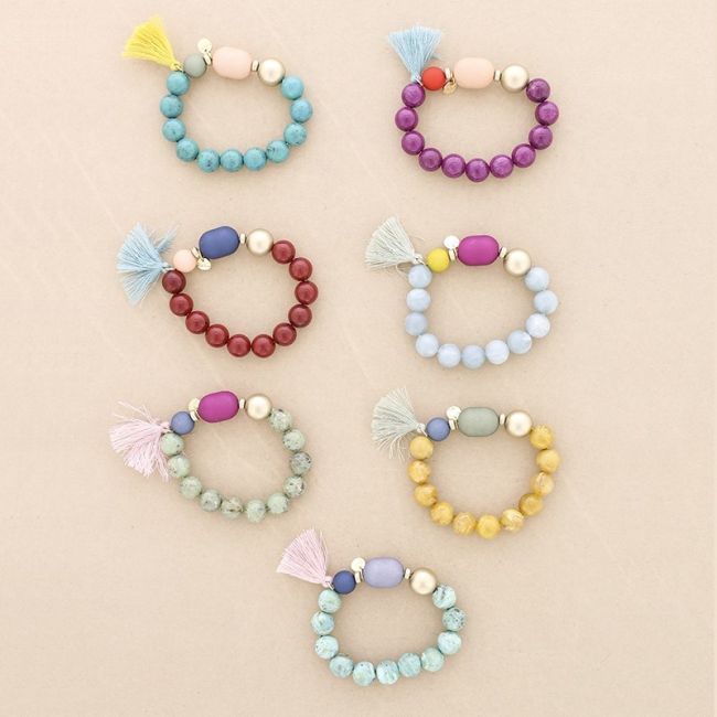 PULSERA ELÁSTICA CUENTAS RESINA